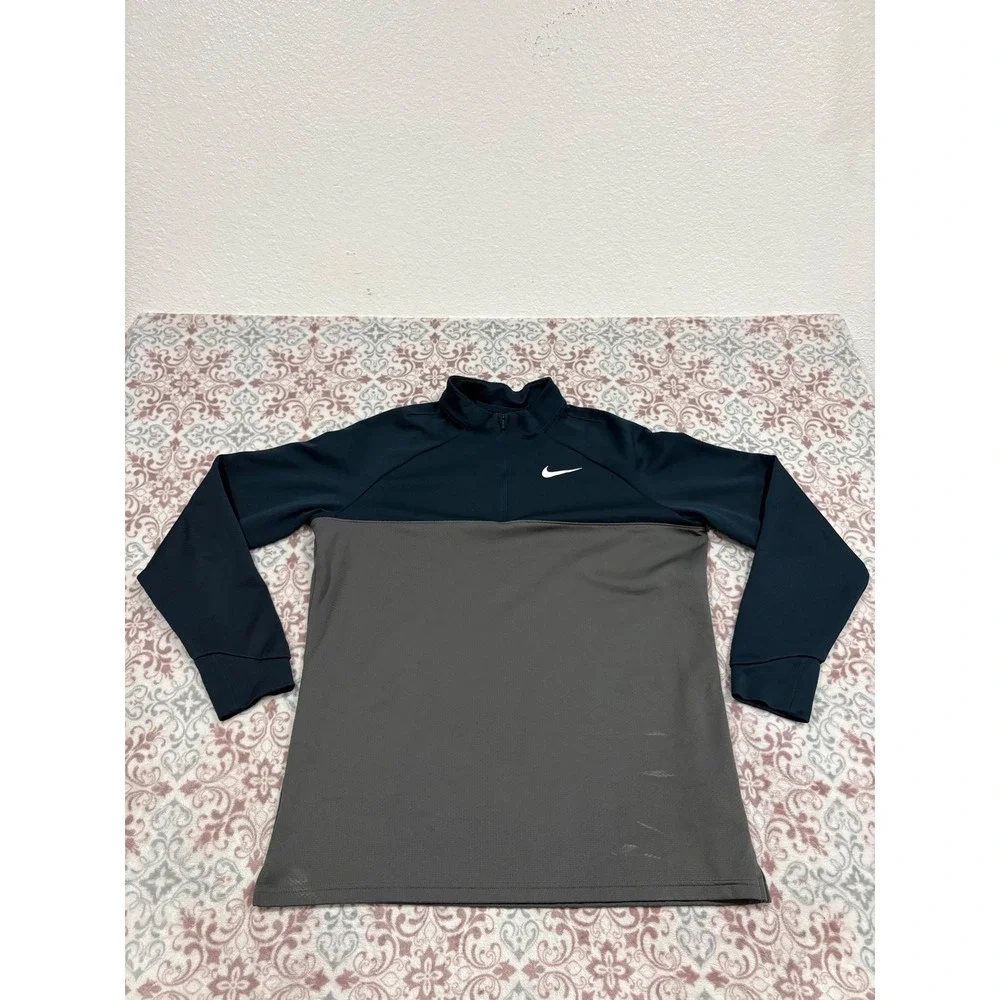 Nike Golf Dri-FIT 1/4 Zip Pullover Mens Large Blue Grey Performance Sweatshirt